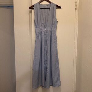 Blue Striped Sleeveless Dress